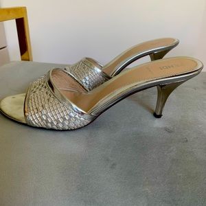 Fendi slide sandals size 39. Silver and in very good condition.